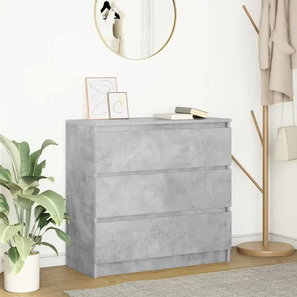 Gossi bufeta gri beton 80x35x76 cm lemn prelucrat