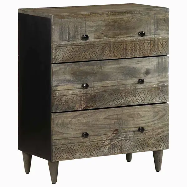 Gossi bufeta gri deschis 60x33,5x75 cm lemn masiv de mango