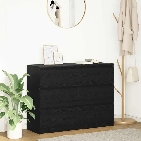 Gossi bufeta stejar negru 100x35x76 cm lemn prelucrat