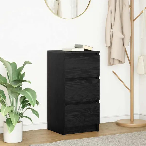 Gossi bufeta stejar negru 37,5x35x76 cm lemn prelucrat