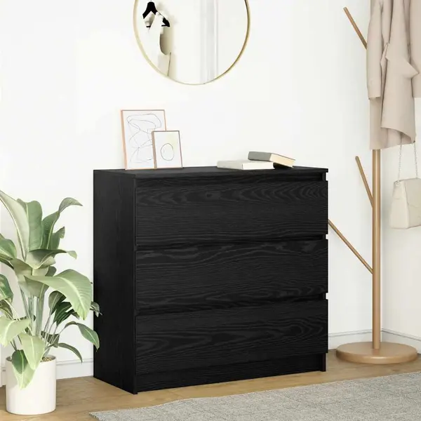 Gossi bufeta stejar negru 80x35x76 cm lemn prelucrat