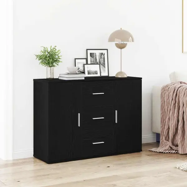 Gossi bufeta stejar negru 91x29,5x65 cm lemn prelucrat