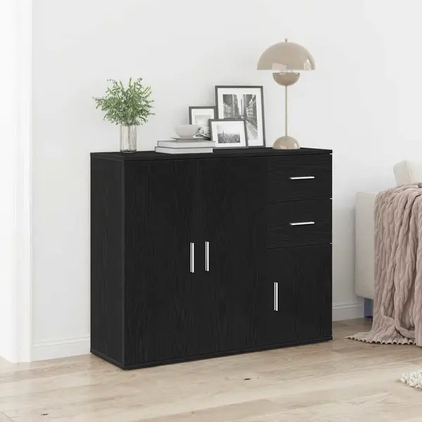 Gossi bufeta stejar negru 91x29,5x75 cm lemn prelucrat