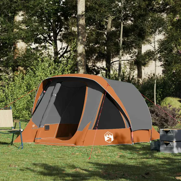 Gossi cabina cort de camping 4 persoane gri si portocaliu impermeabil