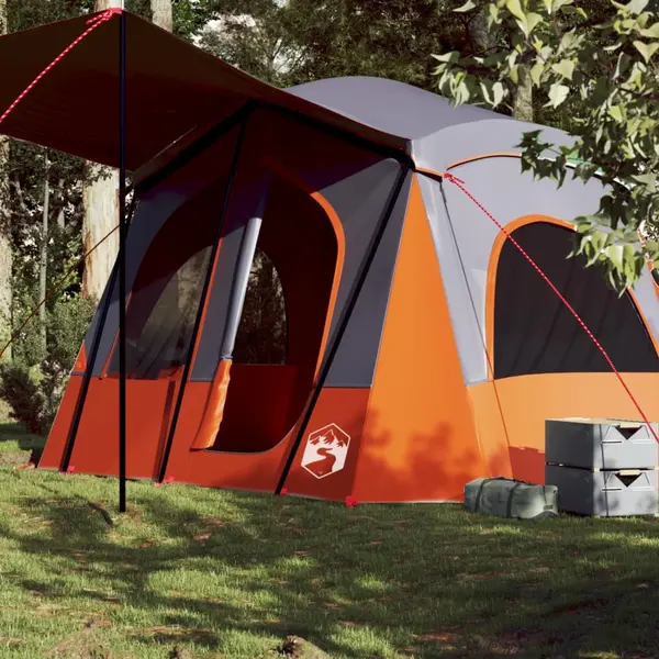 Gossi cabina cort de camping 5 persoane gri si portocaliu impermeabil