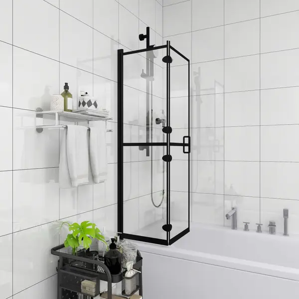 Gossi cabina de dus pliabila, negru, 80x140 cm, esg