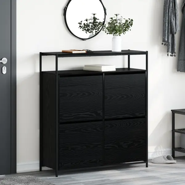 Gossi cabinet pentru pantofi cu 4 sertare flip black oak 100x34x112 cm
