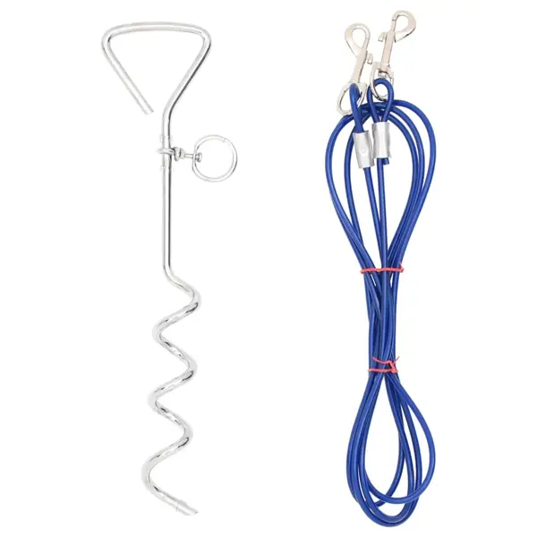 Gossi cablu de legare pentru caini cu tarus de pamant, 3 m
