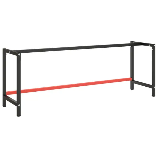 Gossi cadru banc de lucru, negru mat/rosu mat, 220x57x79 cm, metal