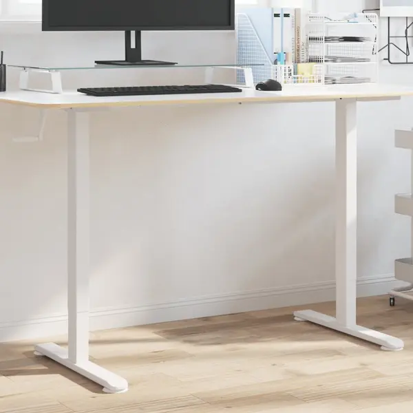 Gossi cadru birou de sine statator alb, (94-135)x60x(70-114) cm, otel
