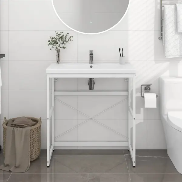 Gossi cadru chiuveta de baie, alb, 79x38x83 cm, fier