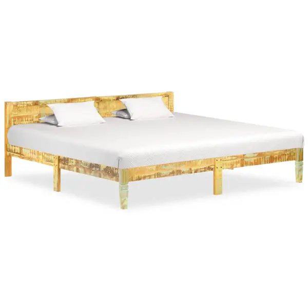 Gossi cadru de pat, 200 x 200 cm, lemn masiv reciclat