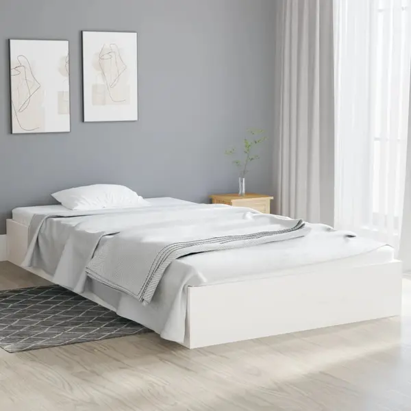 Gossi cadru de pat, alb, 100x200 cm, lemn masiv