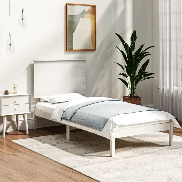 Gossi cadru de pat, alb, 100x200 cm, lemn masiv de pin