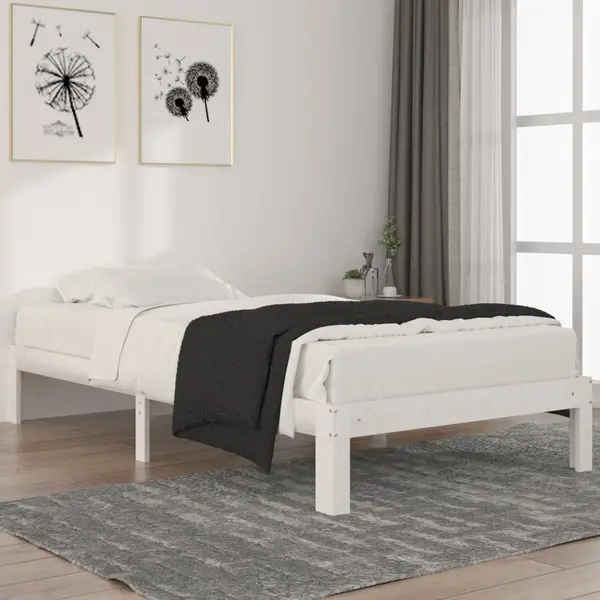 Gossi cadru de pat, alb, 100x200 cm, lemn masiv de pin