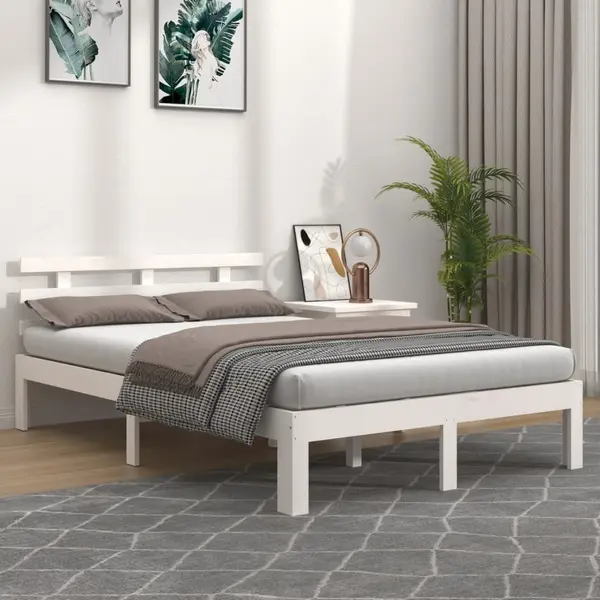 Gossi cadru de pat, alb, 120x200 cm, lemn masiv de pin