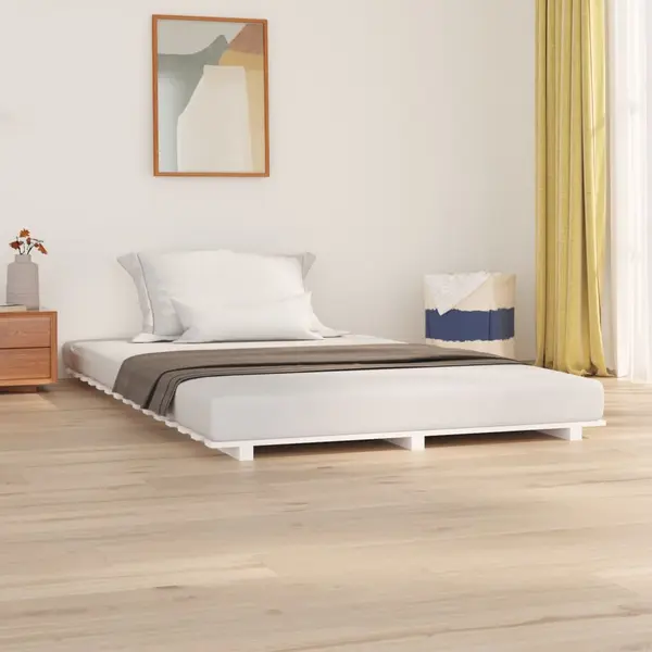 Gossi cadru de pat, alb, 120x200 cm, lemn masiv de pin