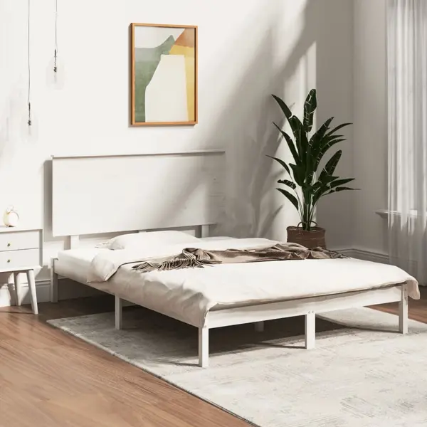 Gossi cadru de pat, alb, 120x200 cm, lemn masiv de pin