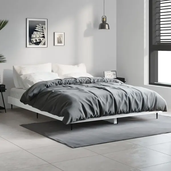 Gossi cadru de pat, alb ,135x190 cm, lemn prelucrat