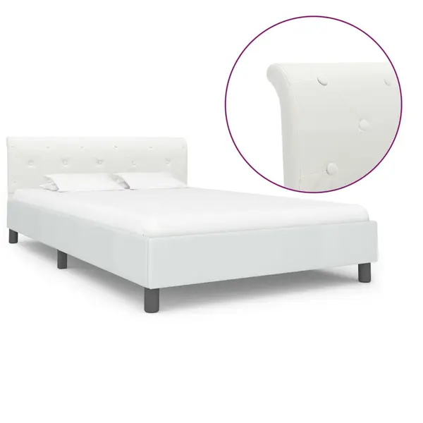 Gossi cadru de pat, alb, 140 x 200 cm, piele ecologica