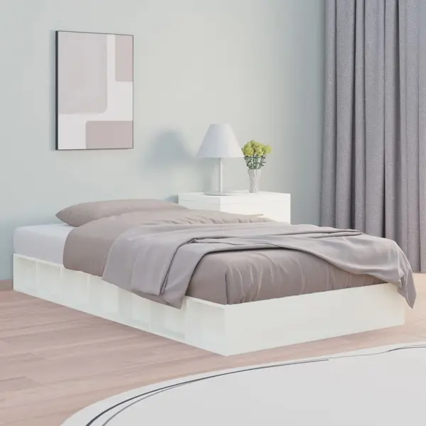 Gossi cadru de pat, alb, 140x190 cm, lemn masiv