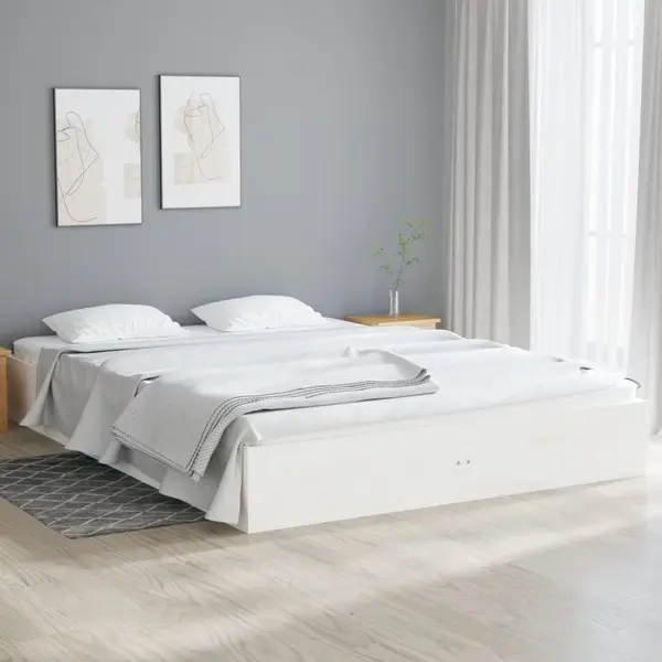 Gossi cadru de pat, alb, 140x190 cm, lemn masiv