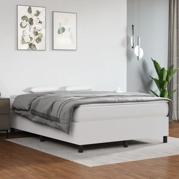 Gossi cadru de pat, alb, 140x190 cm, piele ecologica