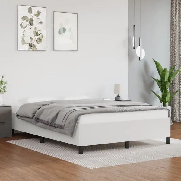 Gossi cadru de pat, alb, 140x190 cm, piele ecologica