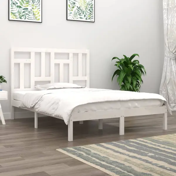 Gossi cadru de pat, alb, 140x200 cm, lemn masiv de pin