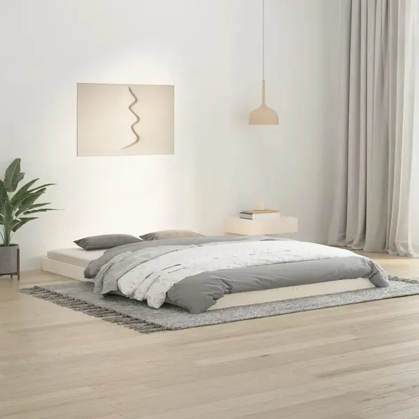 Gossi cadru de pat, alb, 140x200 cm, lemn masiv de pin