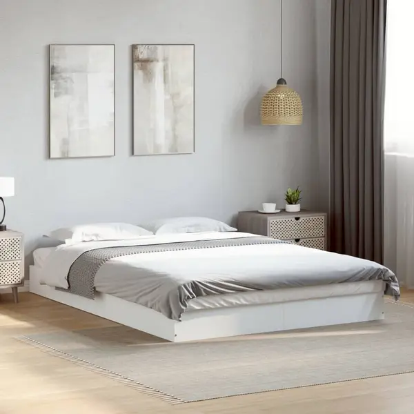 Gossi cadru de pat, alb, 140x200 cm, lemn prelucrat