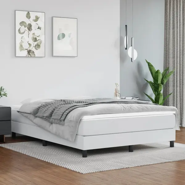 Gossi cadru de pat, alb, 140x200 cm, piele ecologica