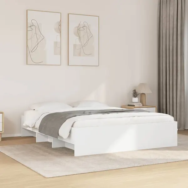 Gossi cadru de pat, alb, 150x200 cm, lemn prelucrat
