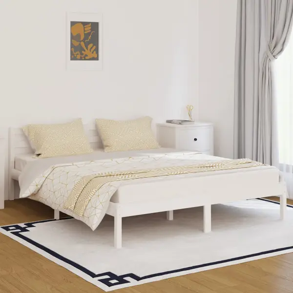 Gossi cadru de pat, alb, 160x200 cm, lemn masiv de pin