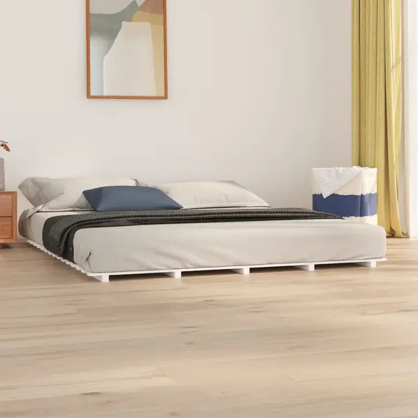 Gossi cadru de pat, alb, 160x200 cm, lemn masiv de pin