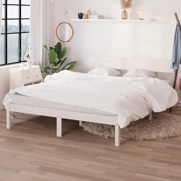 Gossi cadru de pat, alb, 160x200 cm, lemn masiv de pin