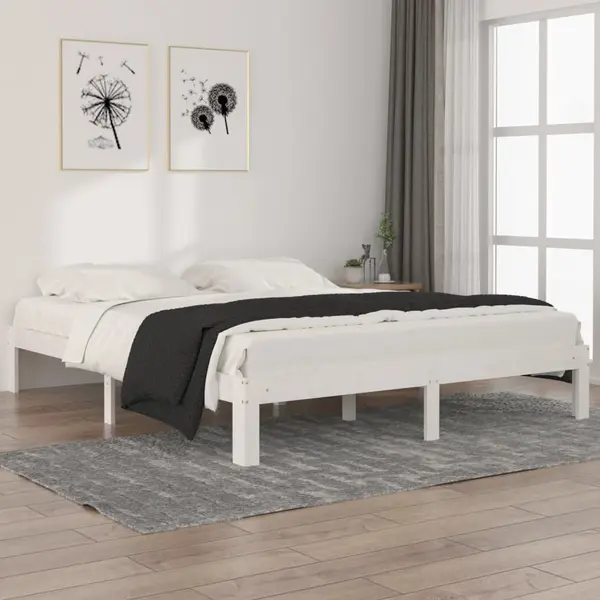 Gossi cadru de pat, alb, 160x200 cm, lemn masiv de pin