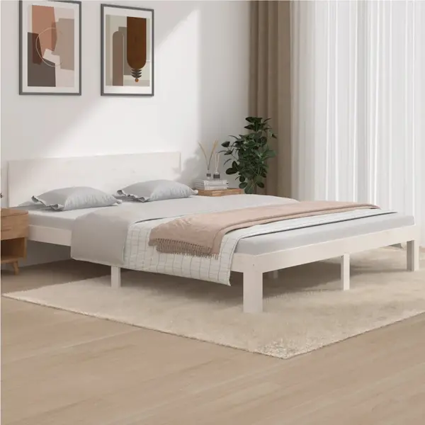 Gossi cadru de pat, alb, 160x200 cm, lemn masiv de pin
