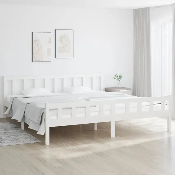 Gossi cadru de pat, alb, 160x200 cm, lemn masiv