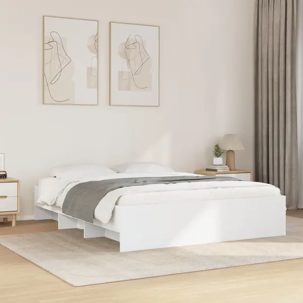 Gossi cadru de pat, alb, 160x200 cm, lemn prelucrat