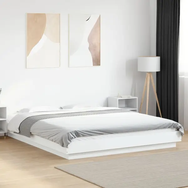 Gossi cadru de pat, alb, 160x200 cm, lemn prelucrat
