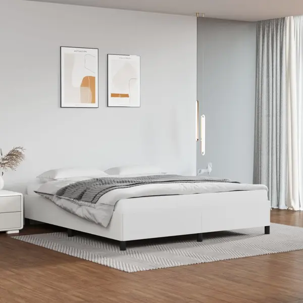 Gossi cadru de pat, alb, 160x200 cm, piele ecologica