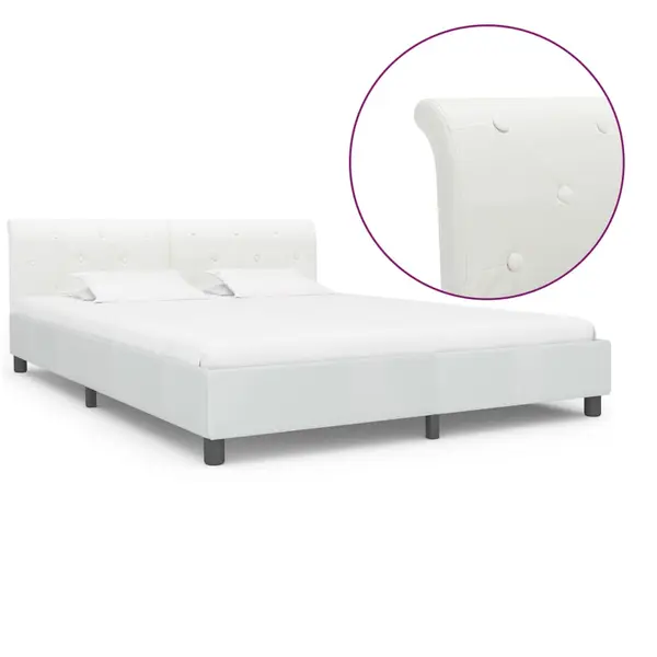Gossi cadru de pat, alb, 180 x 200 cm, piele ecologica