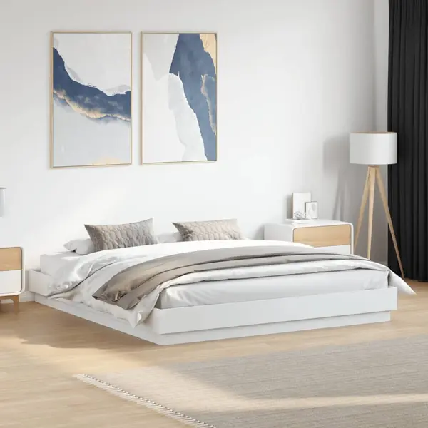 Gossi cadru de pat alb 180x200 cm din lemn prelucrat