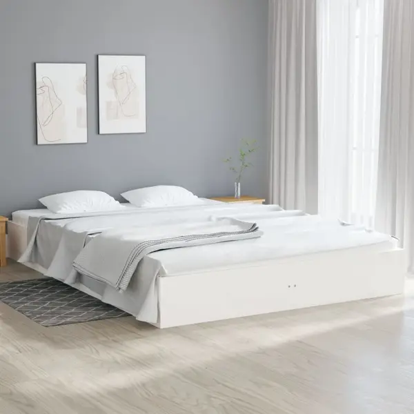 Gossi cadru de pat, alb, 200x200 cm, lemn masiv