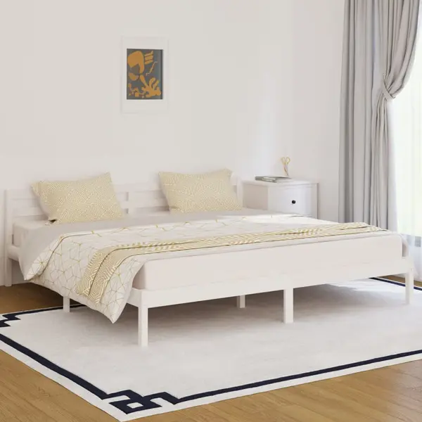 Gossi cadru de pat, alb, 200x200 cm, lemn masiv de pin