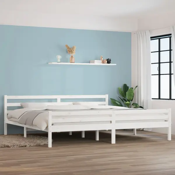 Gossi cadru de pat, alb, 200x200 cm, lemn masiv de pin
