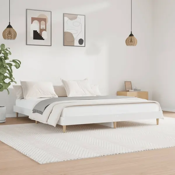Gossi cadru de pat, alb, 200x200 cm, lemn prelucrat