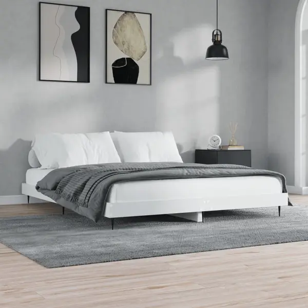 Gossi cadru de pat, alb, 200x200 cm, lemn prelucrat