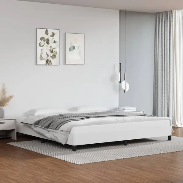Gossi cadru de pat, alb, 200x200 cm, piele ecologica